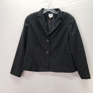 Liz Baker Petite Women 14P Black Professional Blazer Double Breasted Suit Jacket